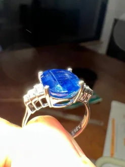 Bague Saphir naturel 3.87 carat Diamants
