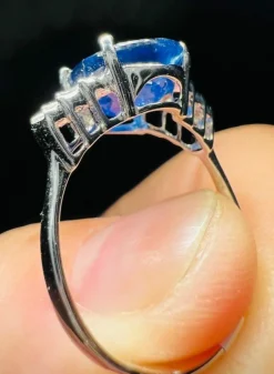 Bague Saphir naturel 3.87 carat Diamants