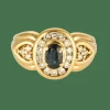 Bague Saphir, or jaune et diamants