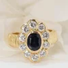 Bague saphir ovale et diamants