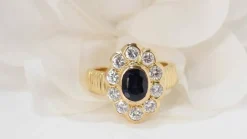Bague saphir ovale et diamants