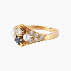 Bague Saphir Perles Diamants