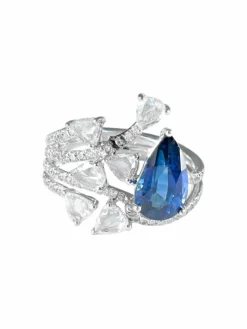 Bague Saphir poire et Diamants