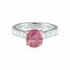 Bague saphir rose brillant or blanc