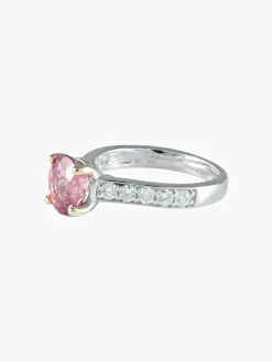 Bague saphir rose brillant or blanc