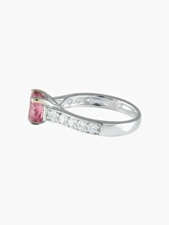 Bague saphir rose brillant or blanc