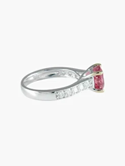 Bague saphir rose brillant or blanc
