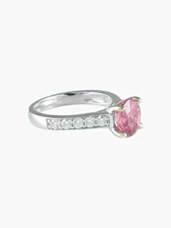 Bague saphir rose brillant or blanc