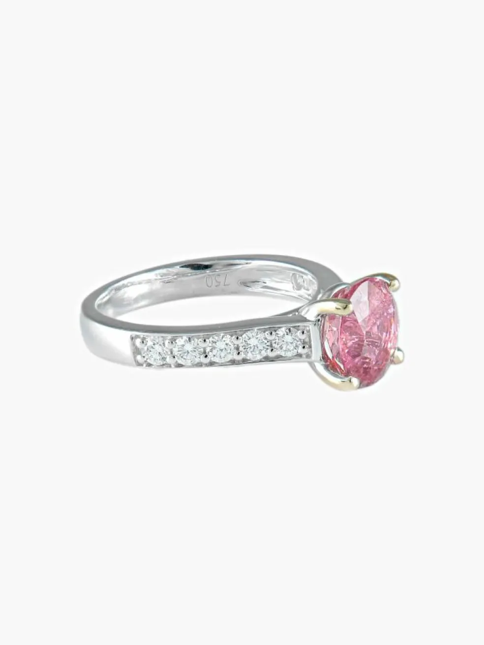 Bague saphir rose brillant or blanc
