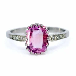 Bague Saphir Rose, Diamant, Platine