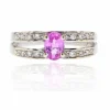 Bague saphir rose diamants or blanc