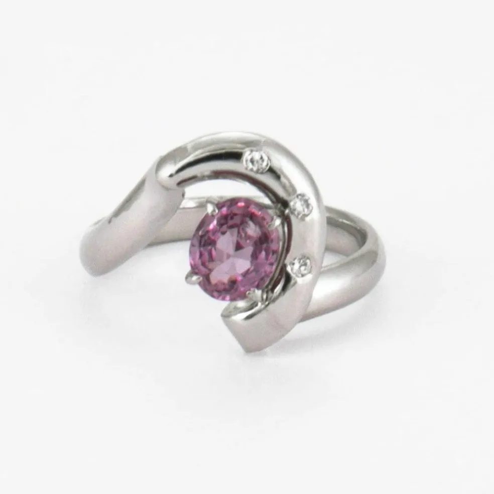 Bague Saphir rose Diamants