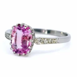 Bague Saphir Rose, Diamant, Platine