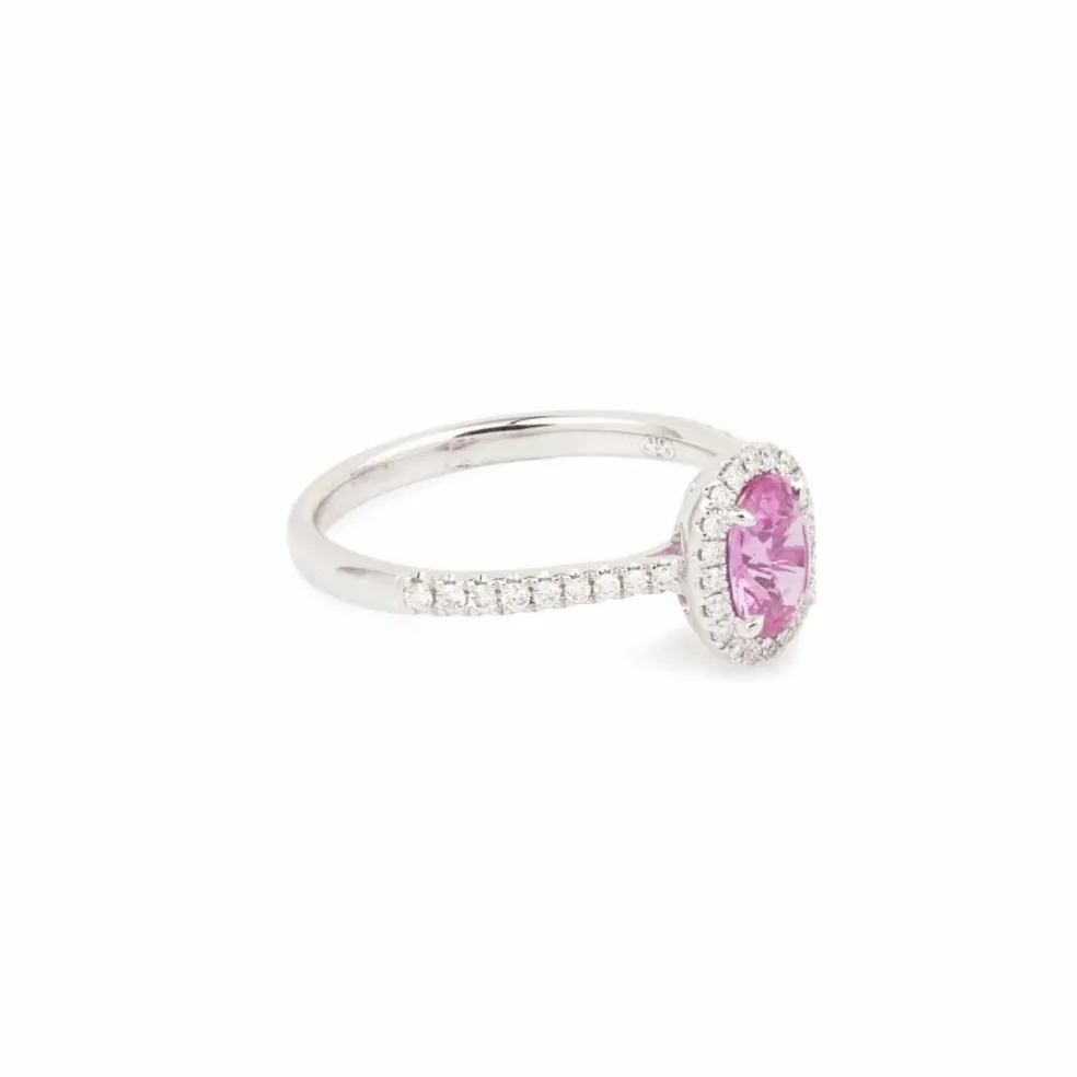 Bague Saphir Rose diamants or blanc