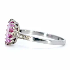 Bague Saphir Rose, Diamant, Platine