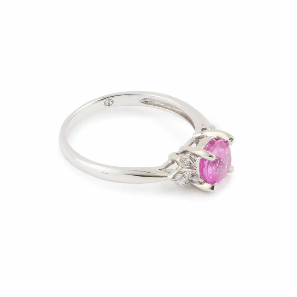 Bague saphir rose diamants or blanc