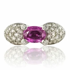 Bague Saphir rose et Diamants