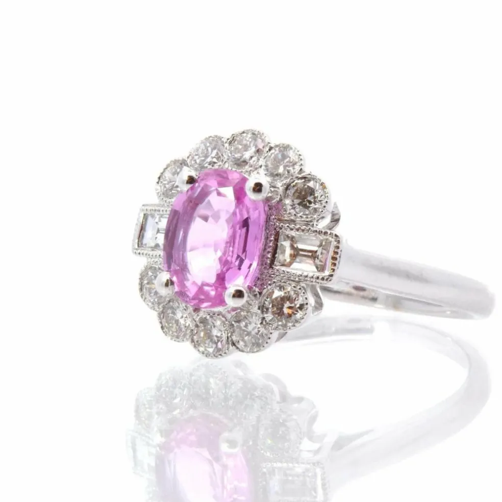 Bague saphir rose et diamants