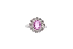 Bague saphir rose et diamants