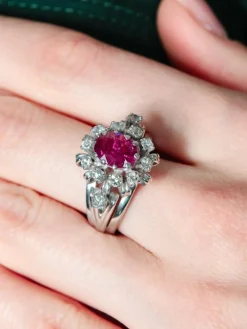 Bague Saphir rose et Diamants