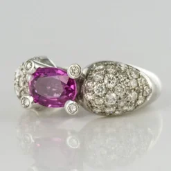 Bague Saphir rose et Diamants