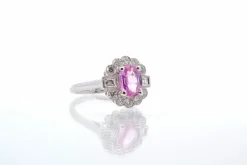 Bague saphir rose et diamants