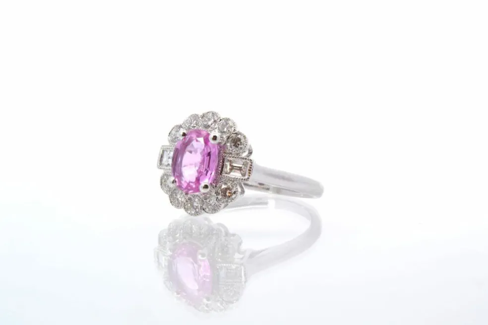 Bague saphir rose et diamants