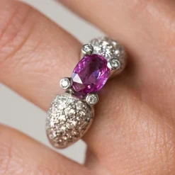 Bague Saphir rose et Diamants