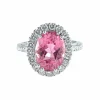 Bague saphir rose ovale diamants
