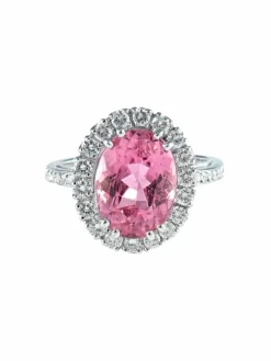 Bague saphir rose ovale diamants