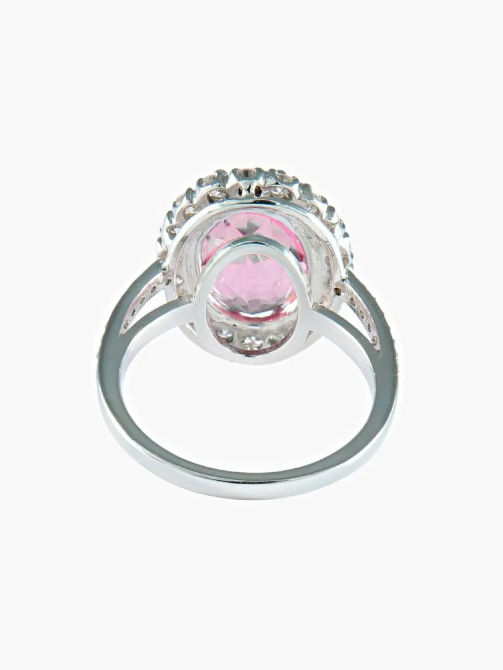 Bague saphir rose ovale diamants