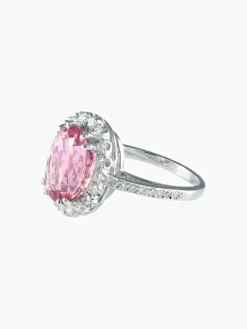 Bague saphir rose ovale diamants