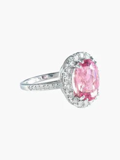 Bague saphir rose ovale diamants