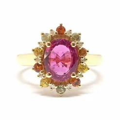 Bague saphir rose, saphirs, diamants