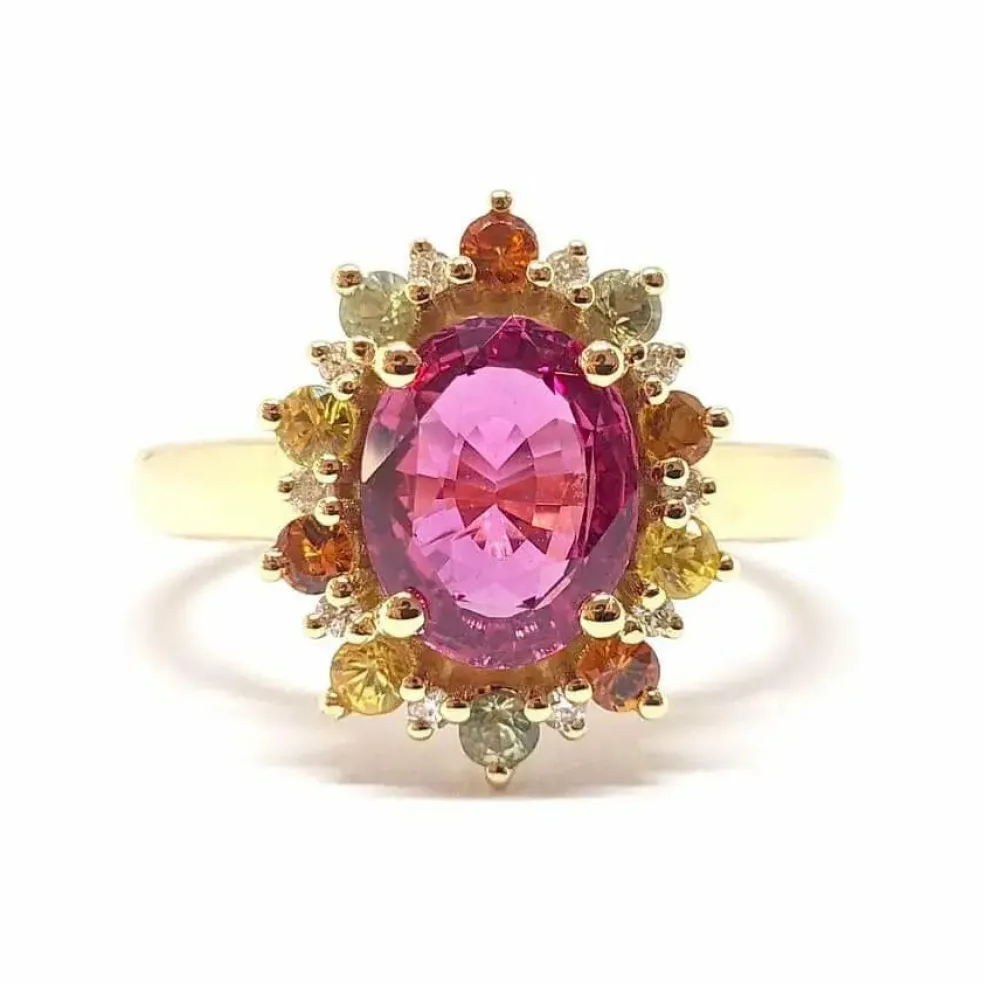 Bague saphir rose, saphirs, diamants