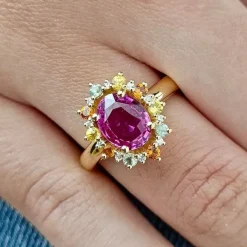 Bague saphir rose, saphirs, diamants