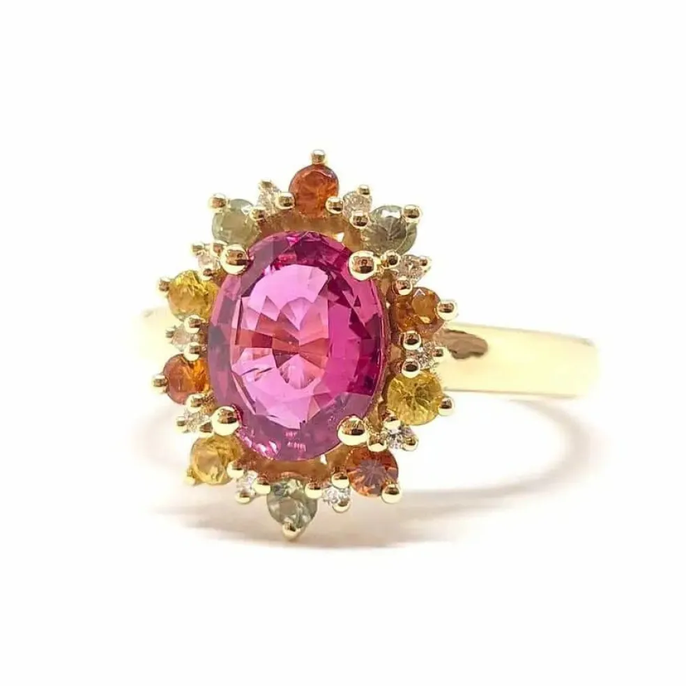 Bague saphir rose, saphirs, diamants