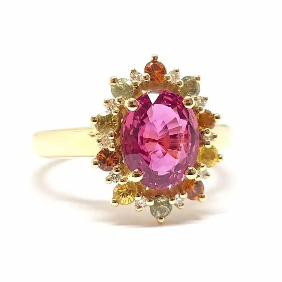 Bague saphir rose, saphirs, diamants