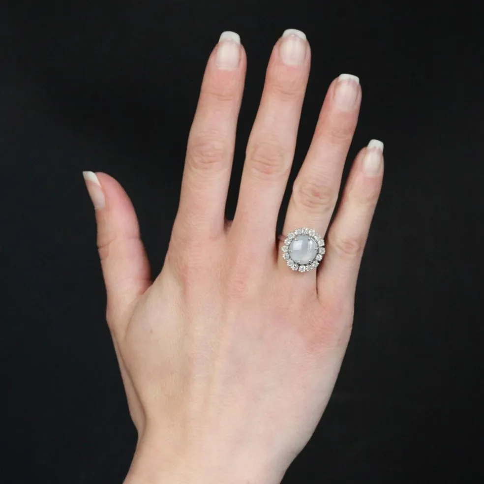 Bague saphir étoilé et diamants