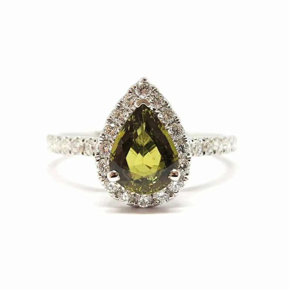 Bague Saphir vert & Diamants