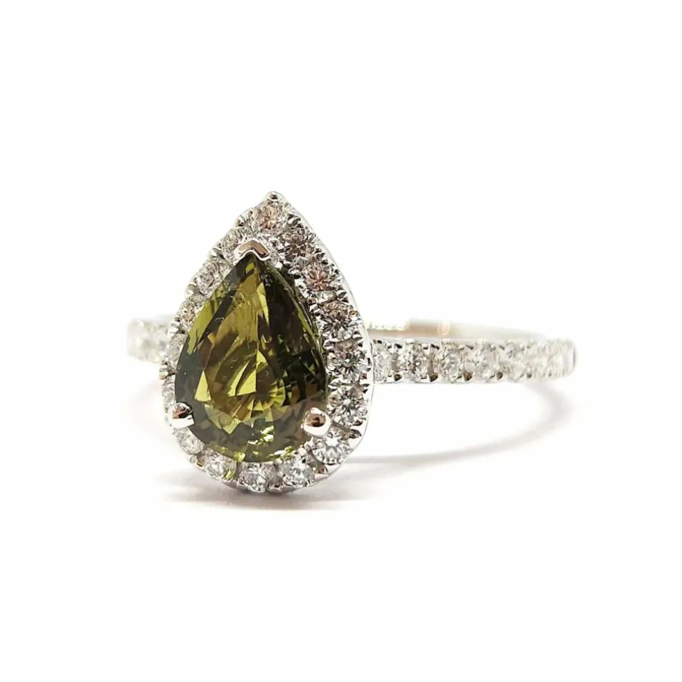 Bague Saphir vert & Diamants