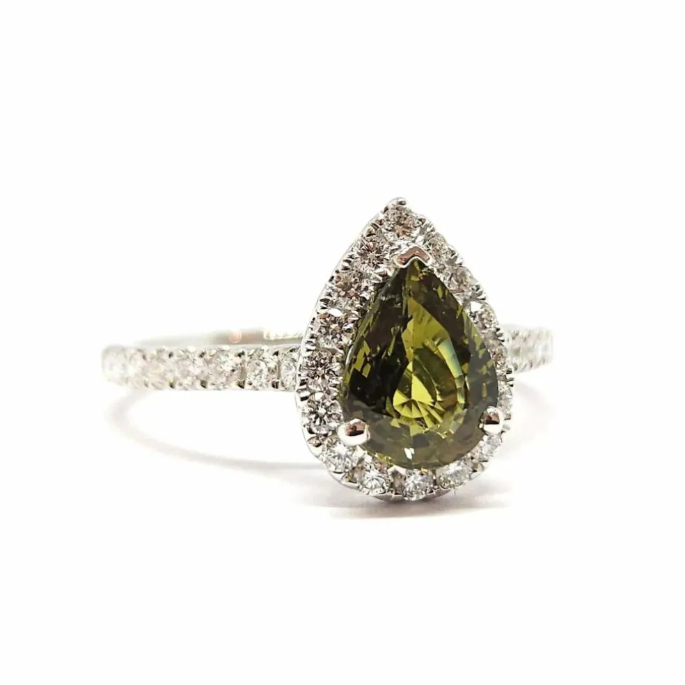 Bague Saphir vert & Diamants