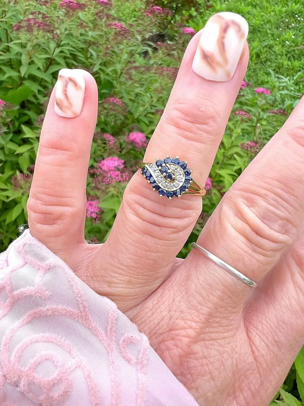 Bague saphirs diamants or