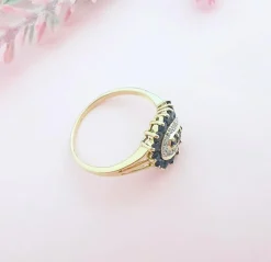 Bague saphirs diamants or