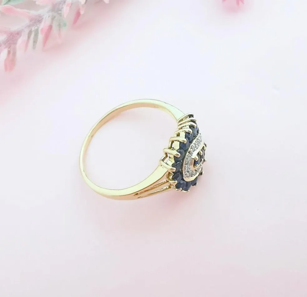 Bague saphirs diamants or