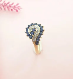 Bague saphirs diamants or