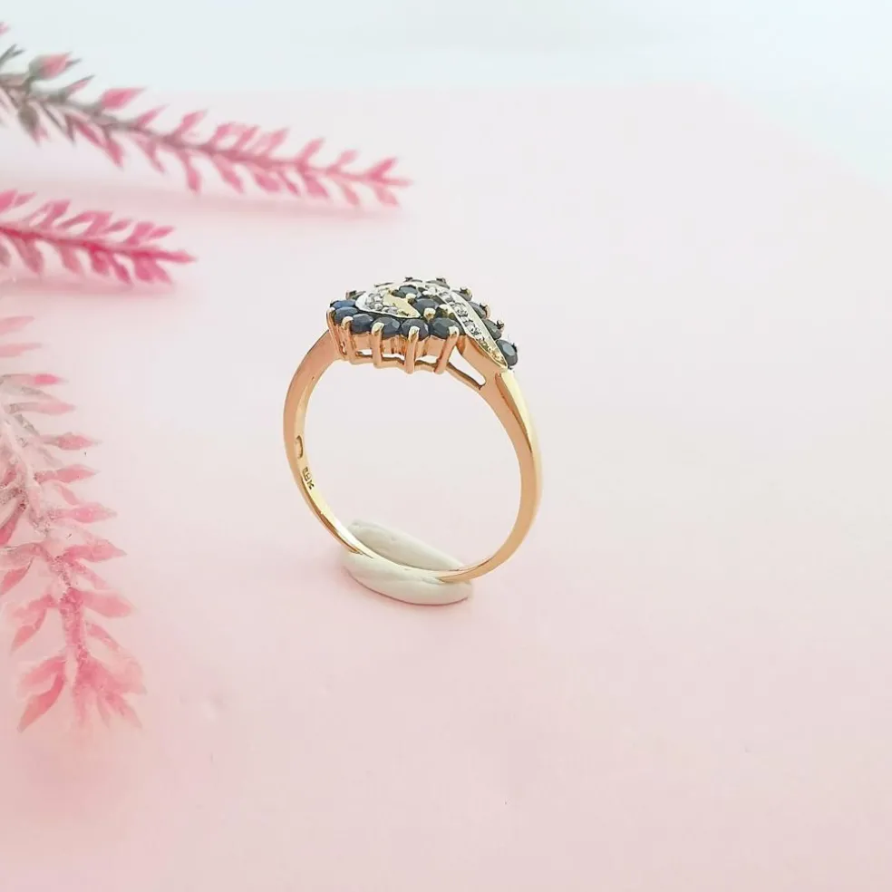 Bague saphirs diamants or