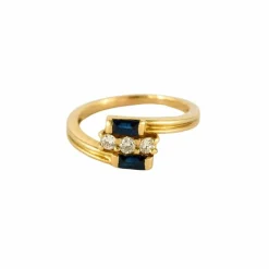 Bague saphirs et diamants brillants or jaune