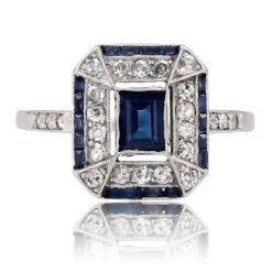 Bague saphirs et diamants Art Déco