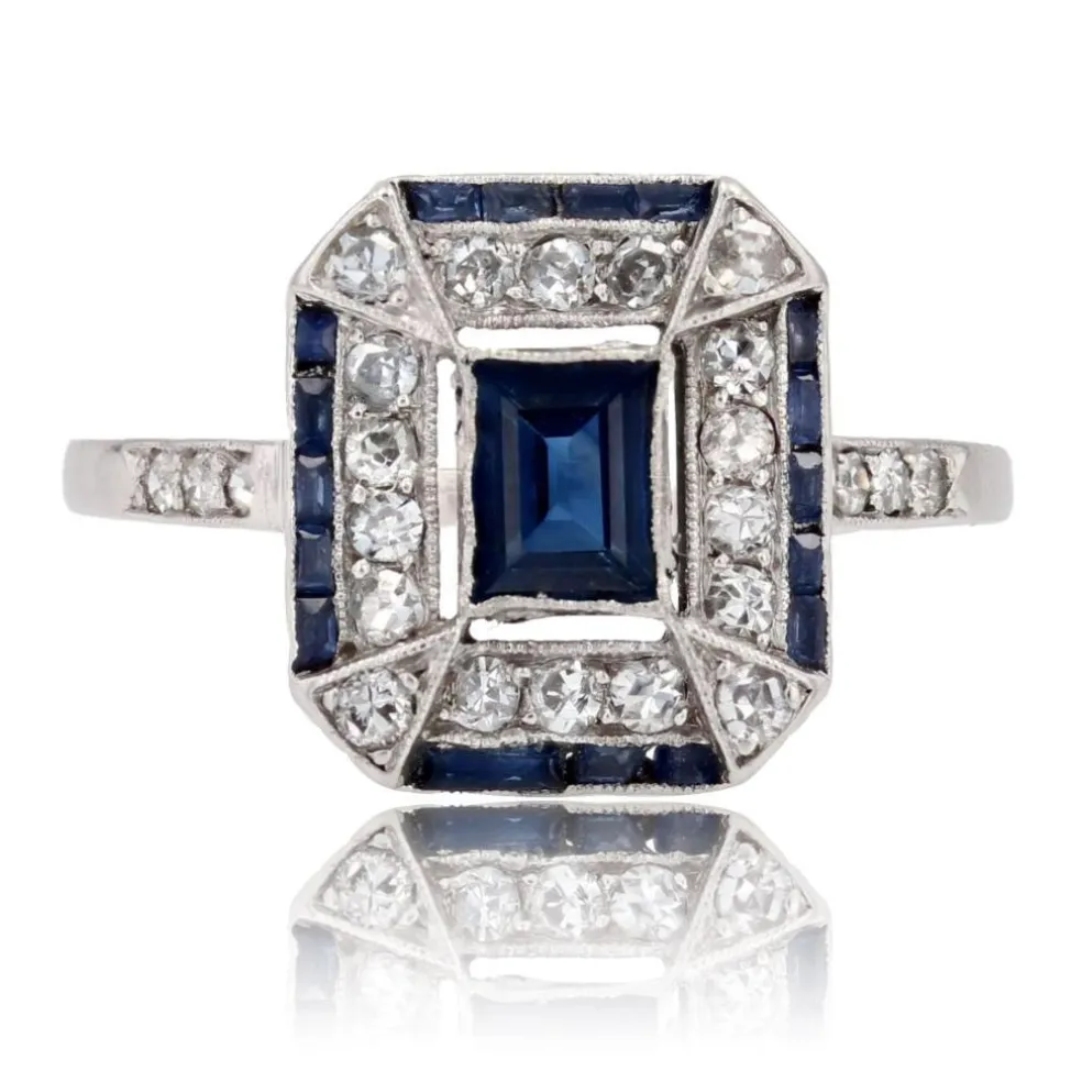Bague saphirs et diamants Art Déco